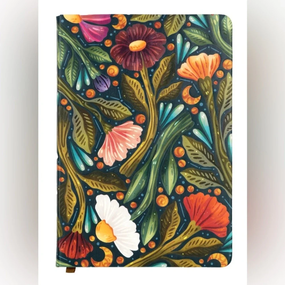 Denik Nightsky Floral Debossed Journal Notebook - faux leather luxury soft touch